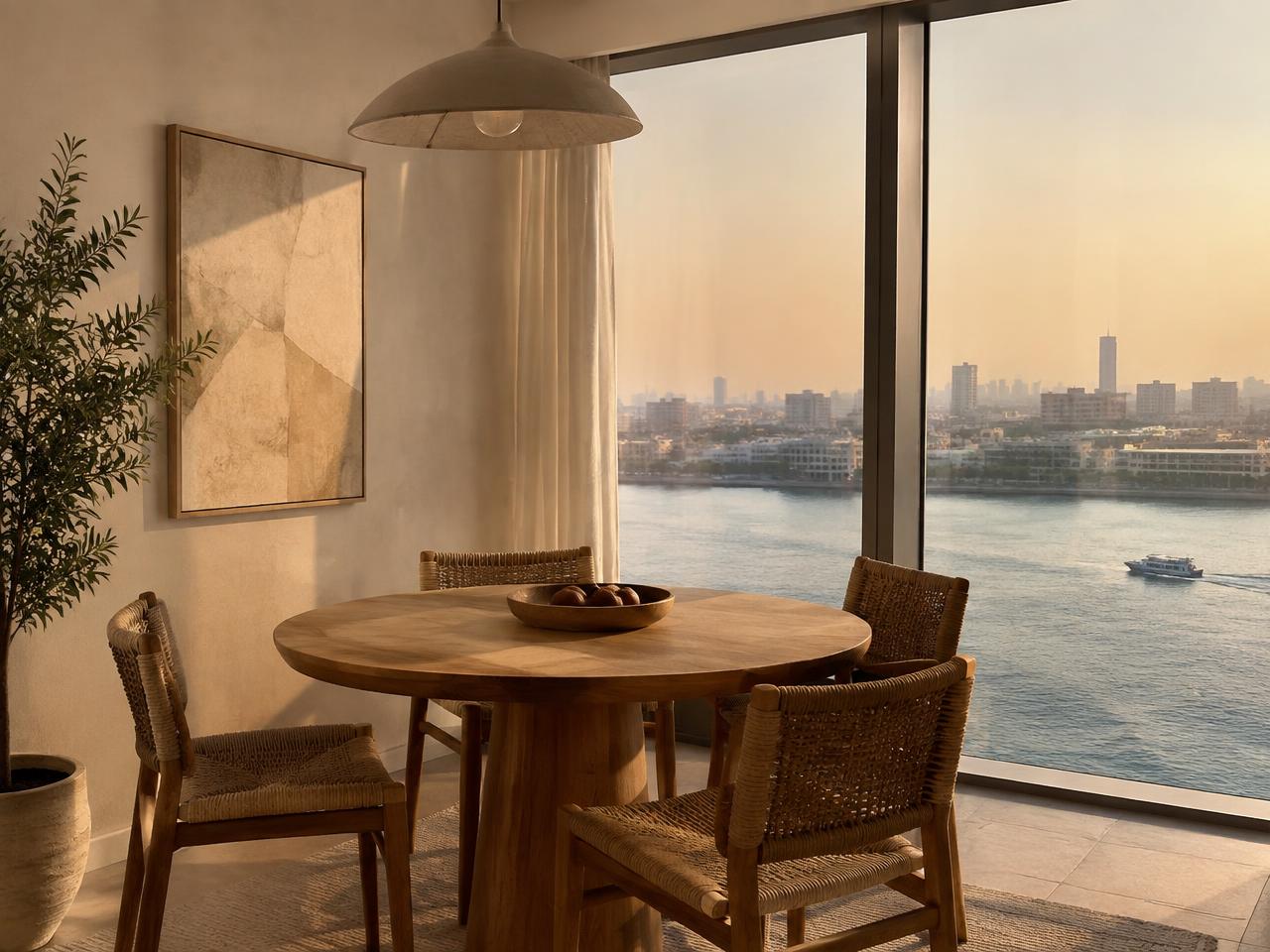 Business Bay dining nook overlooking the canal